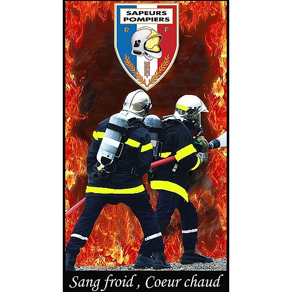 DRAP DE BAIN POMPIERS SANG FROID COEUR CHAUD - FRANCE ELITE