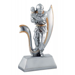 STATUETTE SAPEURS-POMPIERS SAUVETAGE ENFANT ARGENT 20cm