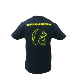 T-SHIRT MARINE ET JAUNE FLUO PERSONNALISABLE