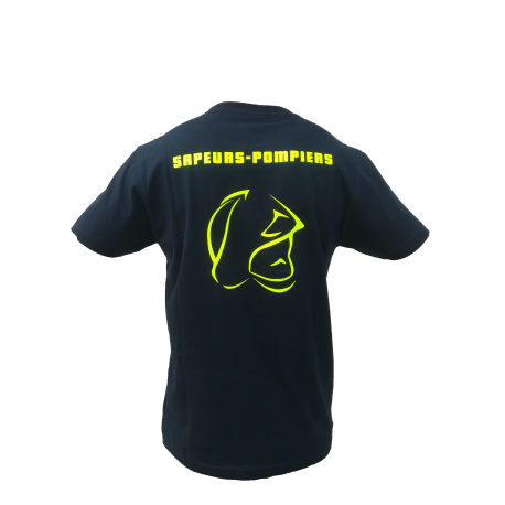 T-SHIRT MARINE ET JAUNE FLUO PERSONNALISABLE