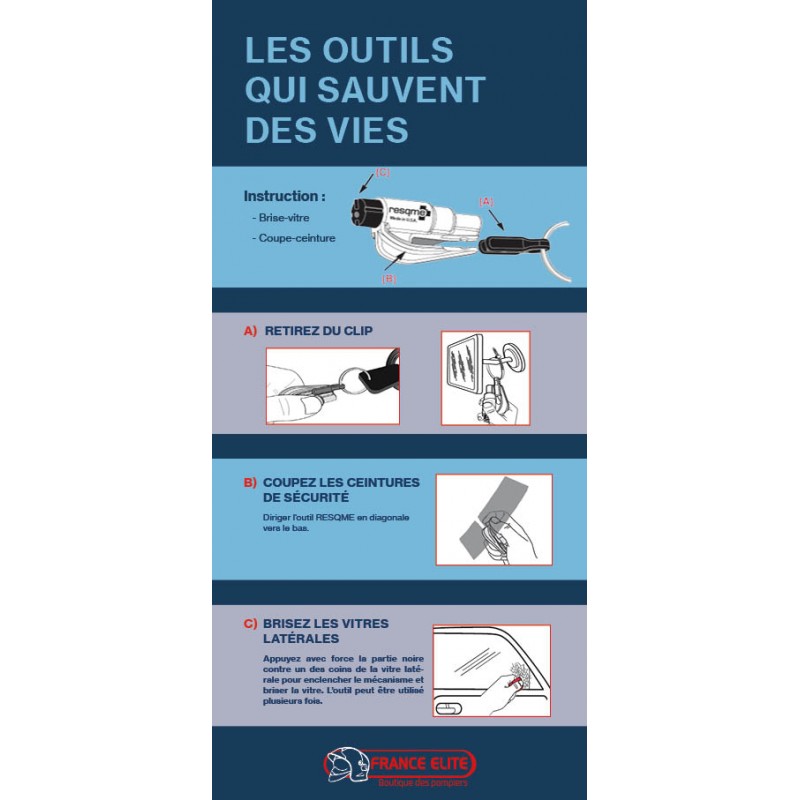 Kit de survie Brise vitre & Coupe ceinture ResQMe - Jaune néon - Conditions  Extremes