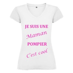 T-SHIRT MAMAN COOL BLANC COL V