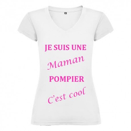 T-SHIRT MAMAN COOL BLANC COL V