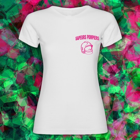 T-SHIRT FEMME Blanc Fluo rose