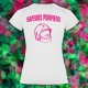 T-SHIRT FEMME Blanc Fluo rose