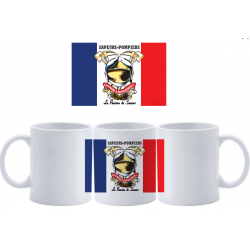 MUG CERAMIQUE POMPIER BLEU BLANC ROUGE