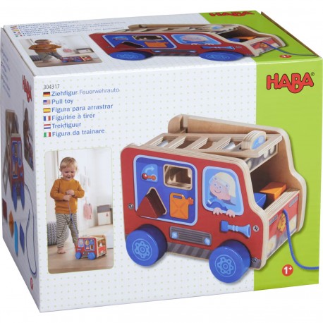 FIGURINE A TIRER CAMION DE POMPIER HABA