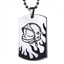 Pendentif Casque POMPIER et flammes