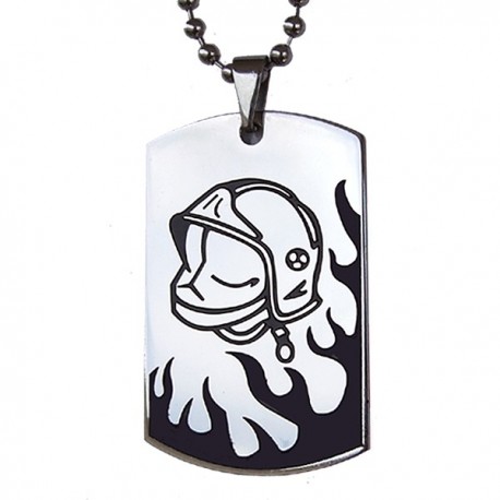 Pendentif Casque POMPIER et flammes