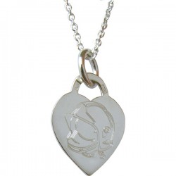 Pendentif coeur ARGENT gravé casque pompier