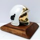 CASQUE F1 BLANC SUR SOCLE EN BOIS