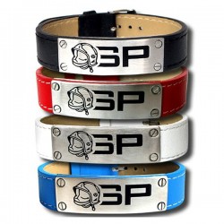 BRACELET POMPIERS CUIR & ACIER