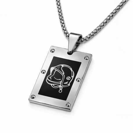 PENDENTIF ACIER LAQUE NOIRE