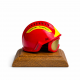 CASQUE F2 ROUGE SUR SOCLE EN BOIS