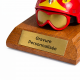CASQUE F2 ROUGE SUR SOCLE EN BOIS