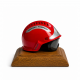 CASQUE F2 ROUGE GRIS SUR SOCLE EN BOIS