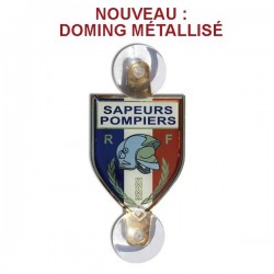 PLAQUE AUTO SAPEURS-POMPIERS ECU METALLISEE