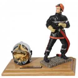 CASQUE + STATUETTE JSP SUR SOCLE BOIS