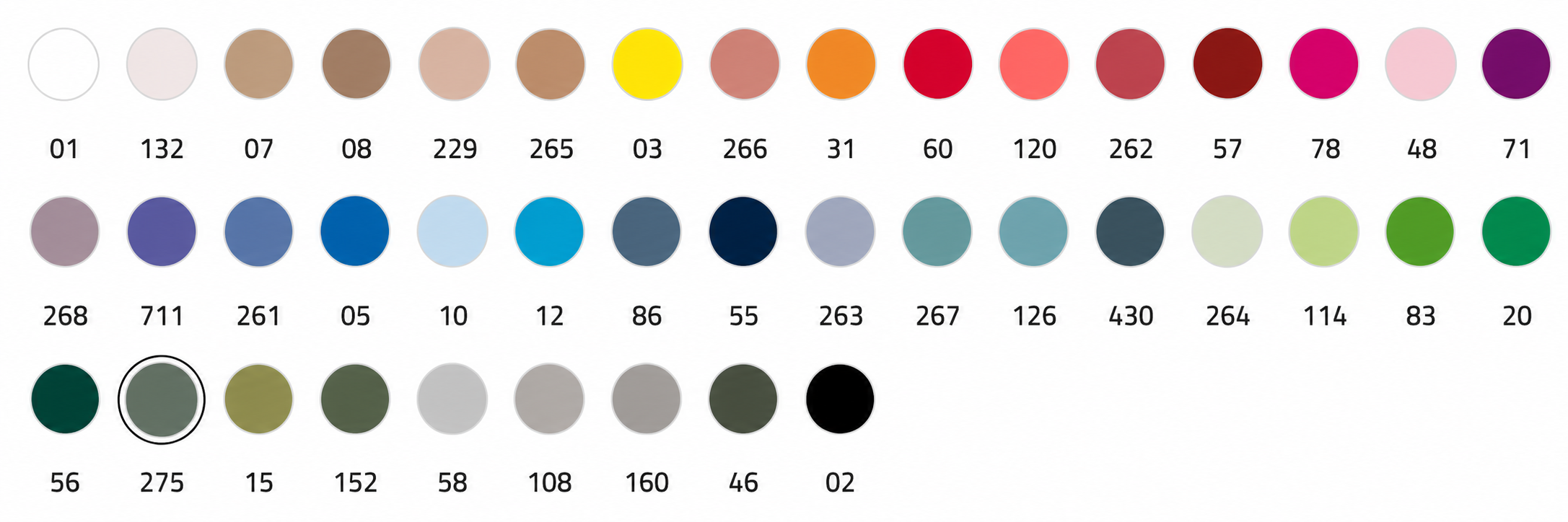 Couleurs disponibles