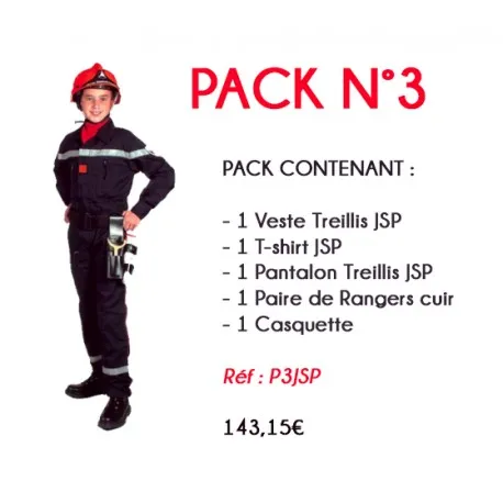 Pack équipement JSP n°3 veste + t-shirt + pantalon + rangers + casquette