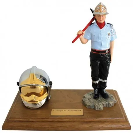 Casque F1 + statuette sur socle bois