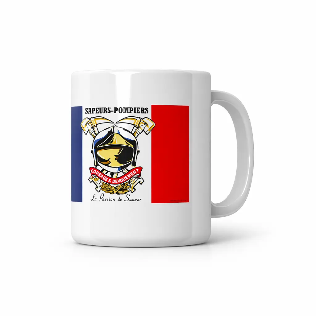 Mug céramique Sapeurs-Pompiers Drapeau Bleu Blanc Rouge