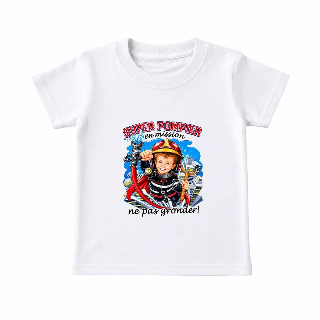 T-shirt SUPER POMPIER® en mission (ne pas gronder !)