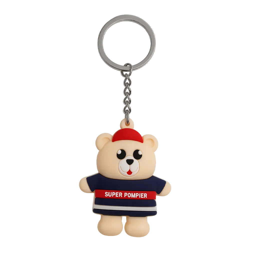 Lot de 100 Porte-clés Nounours SUPER POMPIER® 2D