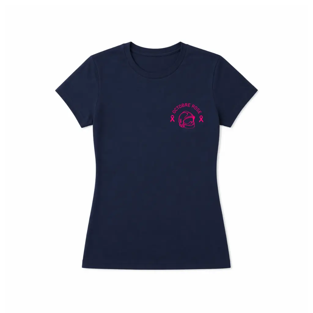 T-shirt Femme Sapeurs-Pompiers Octobre Rose nœud