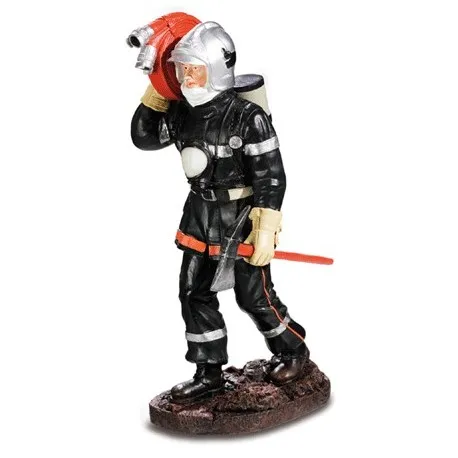 [POM037] Statuette Sapeur-Pompier portant la rallonge de tuyau