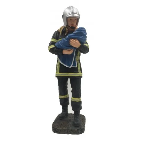 [POM138] Statuette femme Sapeur-Pompier sauvant un bébé