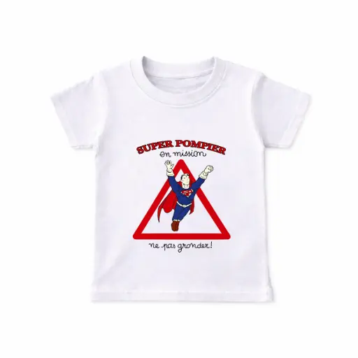 [THEROMISS] T-shirt héros SUPER POMPIER® en mission (ne pas gronder !)