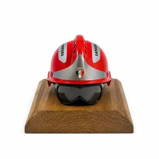 [SOCF1BG] Casque F2 gris sur socle en bois
