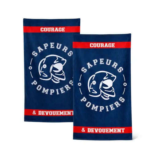 [LOT2JQ18] Lot de 2 Serviette de toilette Sapeurs-Pompiers