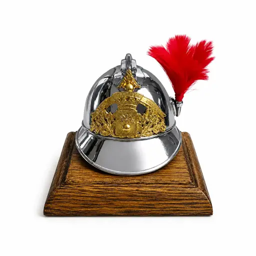 [SOCF1885C] Casque F1 1885 chromé sur socle en bois