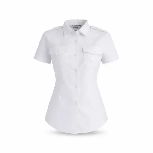 [CHFMCB] Chemise blanche femme manches courtes 2 velcros 